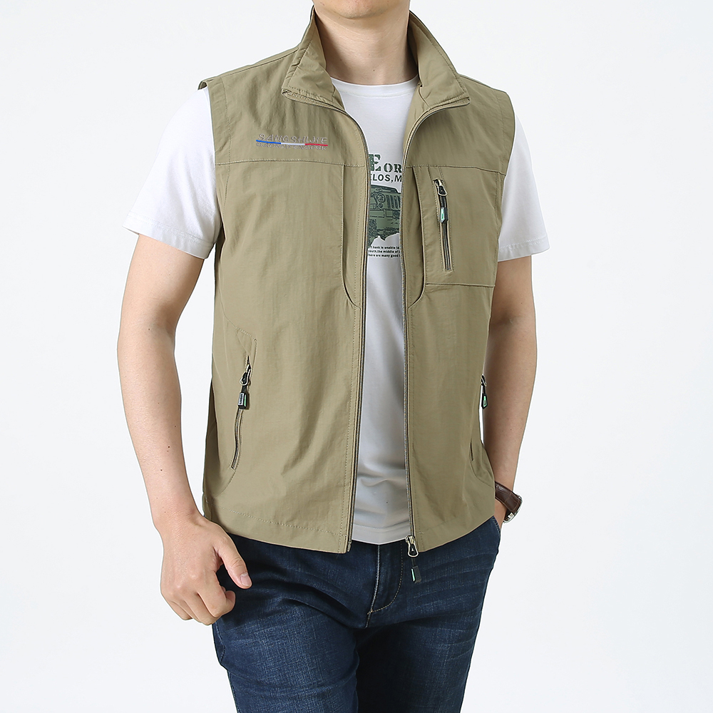 Photography Vest - Gilet décontracté pour homme, col montant,